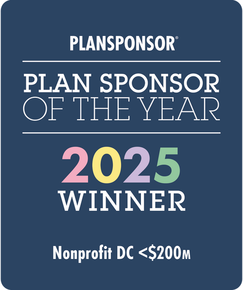 Logo: 2025 PLANSPONSOR  Plan Sponsor Of Year_ Nonprofit DC<$200MM Winner