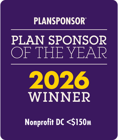 Logo: 2026 PLANSPONSOR  Plan Sponsor Of Year - Nonprofit DC<$150M
