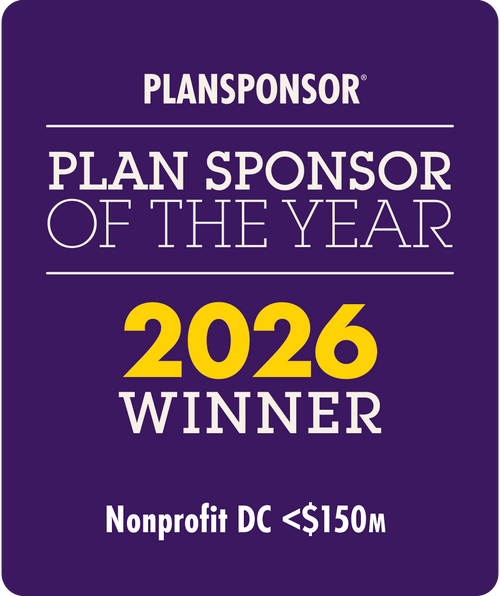 Logo: 2026 PLANSPONSOR  Plan Sponsor Of Year - Nonprofit DC<$150M