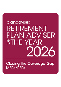 Logo: 2026 PLANADVISER Retirement Plan Adviser of the Year - Closing the Coverage Gap - MEPs/PEPs