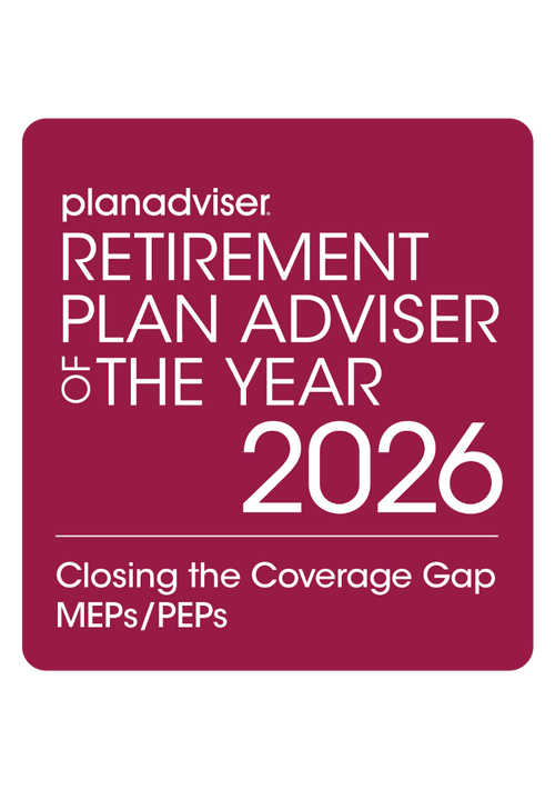 Logo: 2026 PLANADVISER Retirement Plan Adviser of the Year - Closing the Coverage Gap - MEPs/PEPs