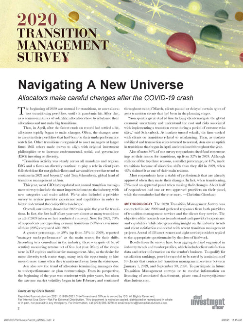 2020 Transition Management Survey