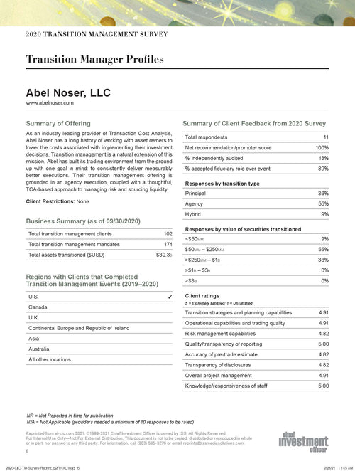 2020 Transition Management Survey