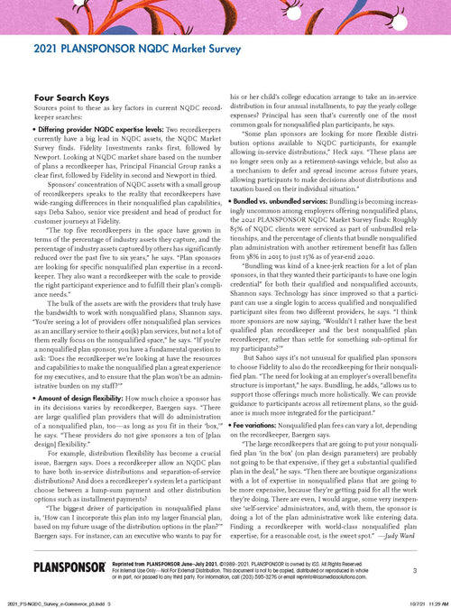 2021 PLANSPONSOR NQDC Providers