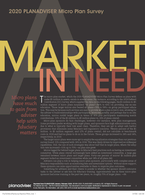 2020 Planadviser Micro Plan Survey
