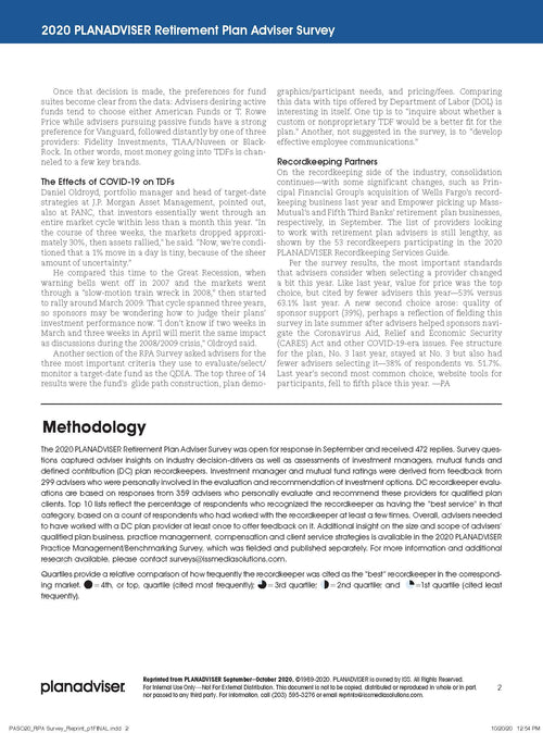 2020 PLANADVISER Retirement Plan Adviser Survey