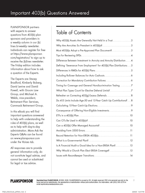 Important 403(b) Questions Answered