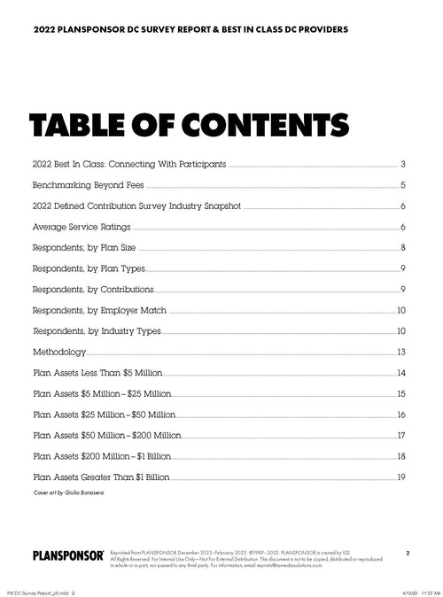 2022 PLANSPONSOR DC Survey Report &  Best in Class DC Providers