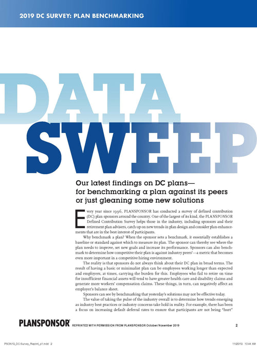 2019 DC SURVEY: PLAN BENCHMARKING